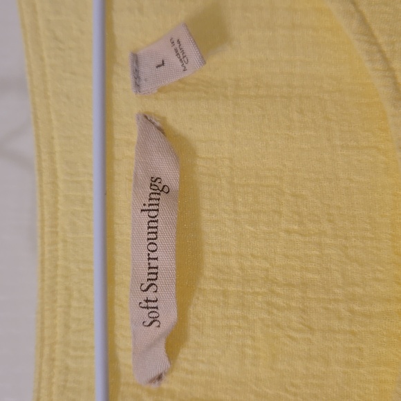 🔥Soft Surroundings Yellow Siesta Key 3/4 Sleeve Top - Picture 2 of 9